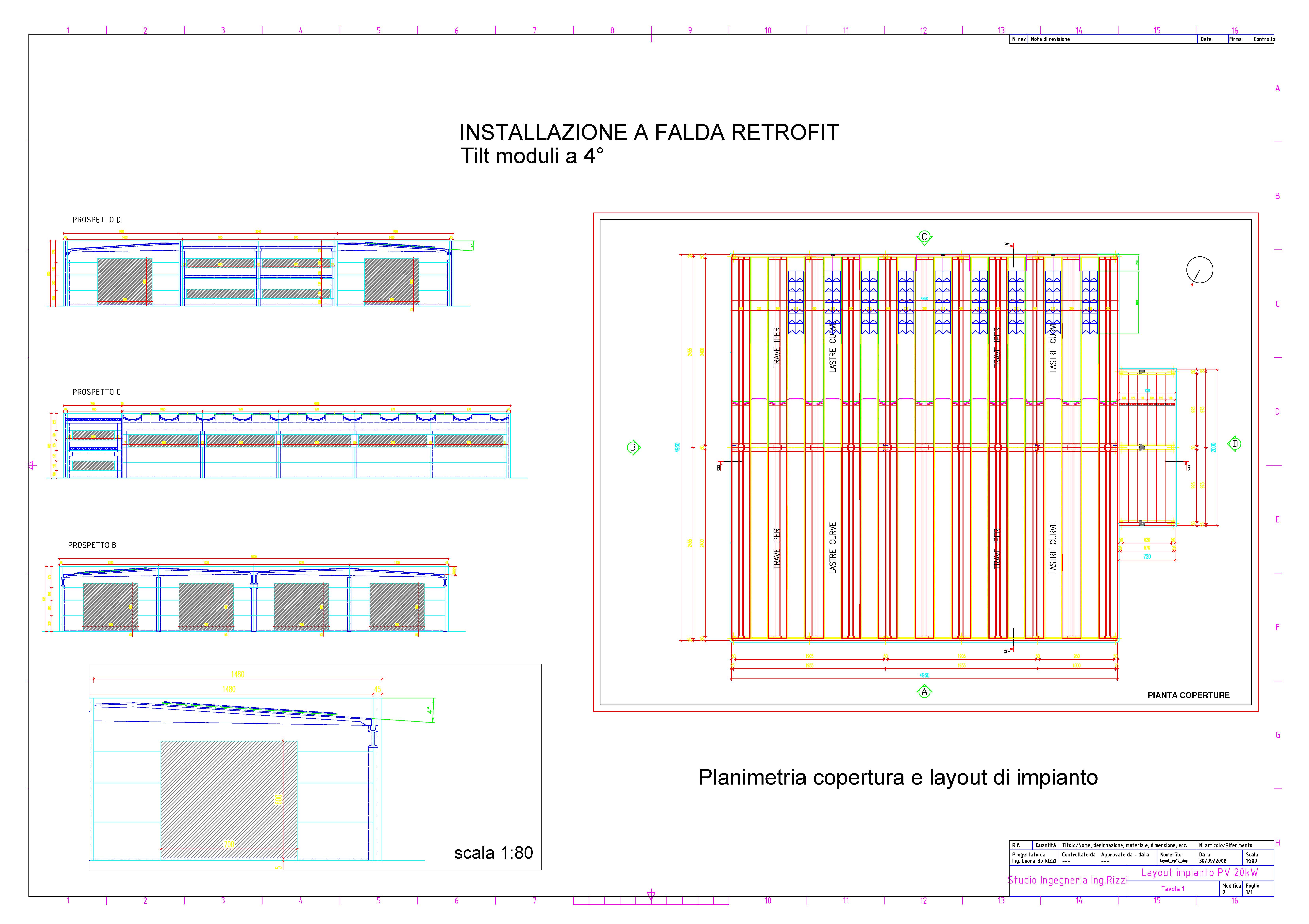 Layout impianto PV a falda